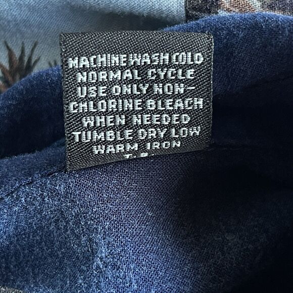 Pierre Cardin Hawaiian Shirt Mens Extra Large Blue Rayon Tropical Palm Tree Camp - Picture 7 of 11